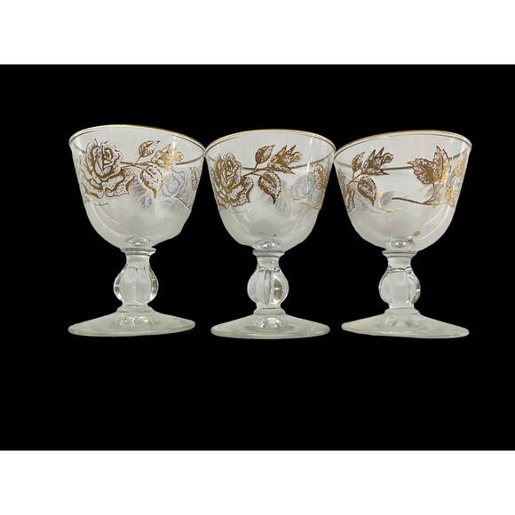 Libbey Rose Bouquet Barware Cordial Sherry Elegant Glass 3.75" Tall Set of 3 - Picture 7 of 9